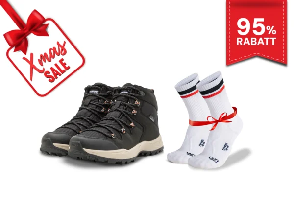 Angebote Schuhe Herren – Schwarze Outdoor-Schuhe mit weißen Socken für Herren, ideal für Outdoor-Aktivitäten, jetzt mit 95% Rabatt im Christmas XMAS Sale.