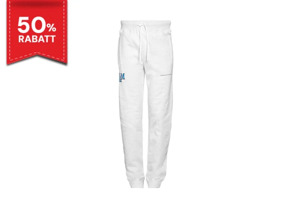 Hochwertige weiße Jogger Pants für Herren, jetzt im Brandmarkt Winter Sale mit 50% Rabatt.